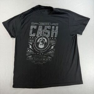 Johnny Cash‎ Man in Black Graphic T-Shirt Men's 2XL Black Cotton